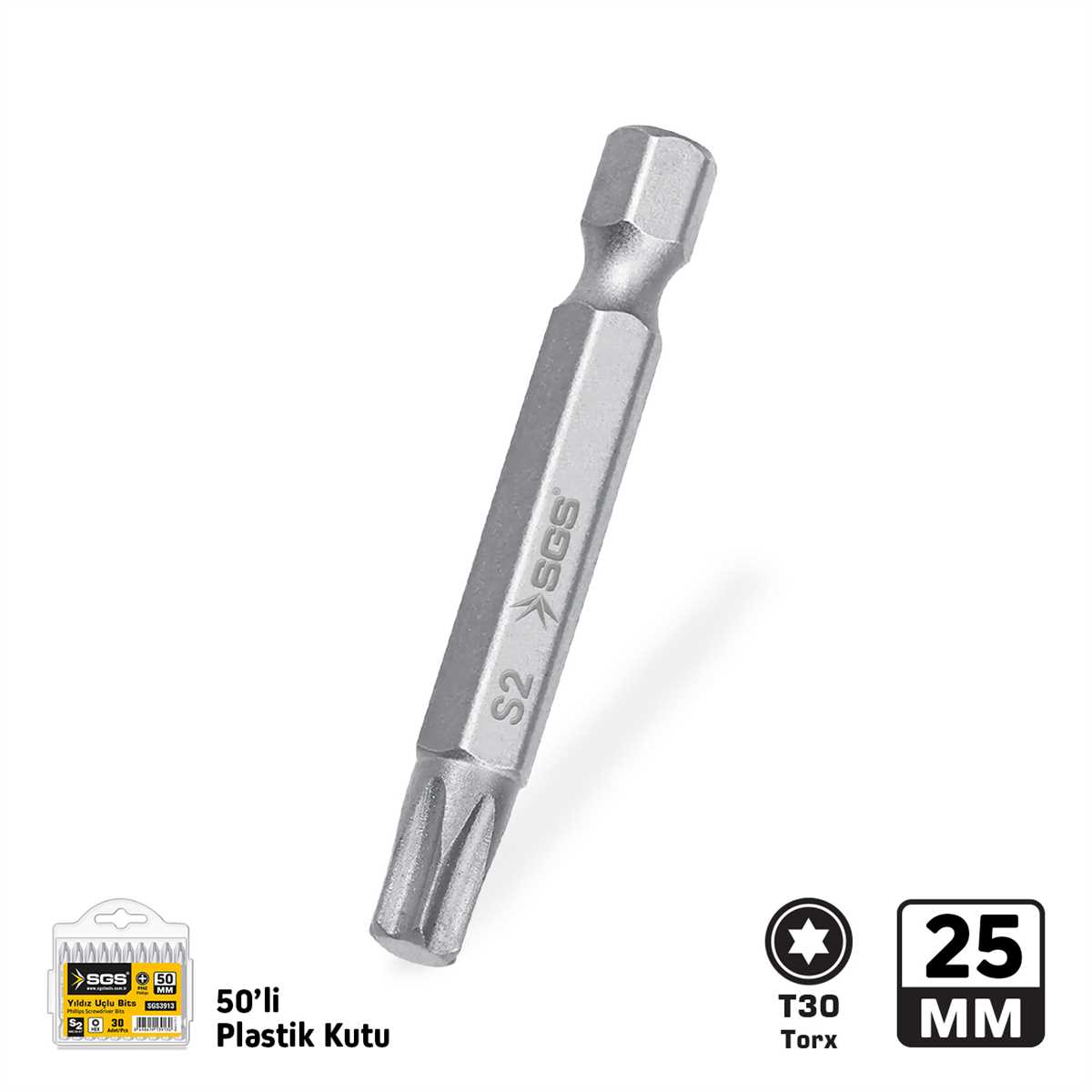 TORX UÇLU BİTS S2 T30 25mm Sand-Pro Series